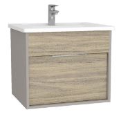 1 x VitrA Integra 600mm Wall Hung Grey Elm Vanity Unit With Washbasin - New Boxed Stock - RRP £453