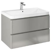 1 x SYNERGY 'Linea' 800mm Grey 2 Drawer Wall Unit & 1 Tap Hole Basin - New and Boxed - RRP: £795