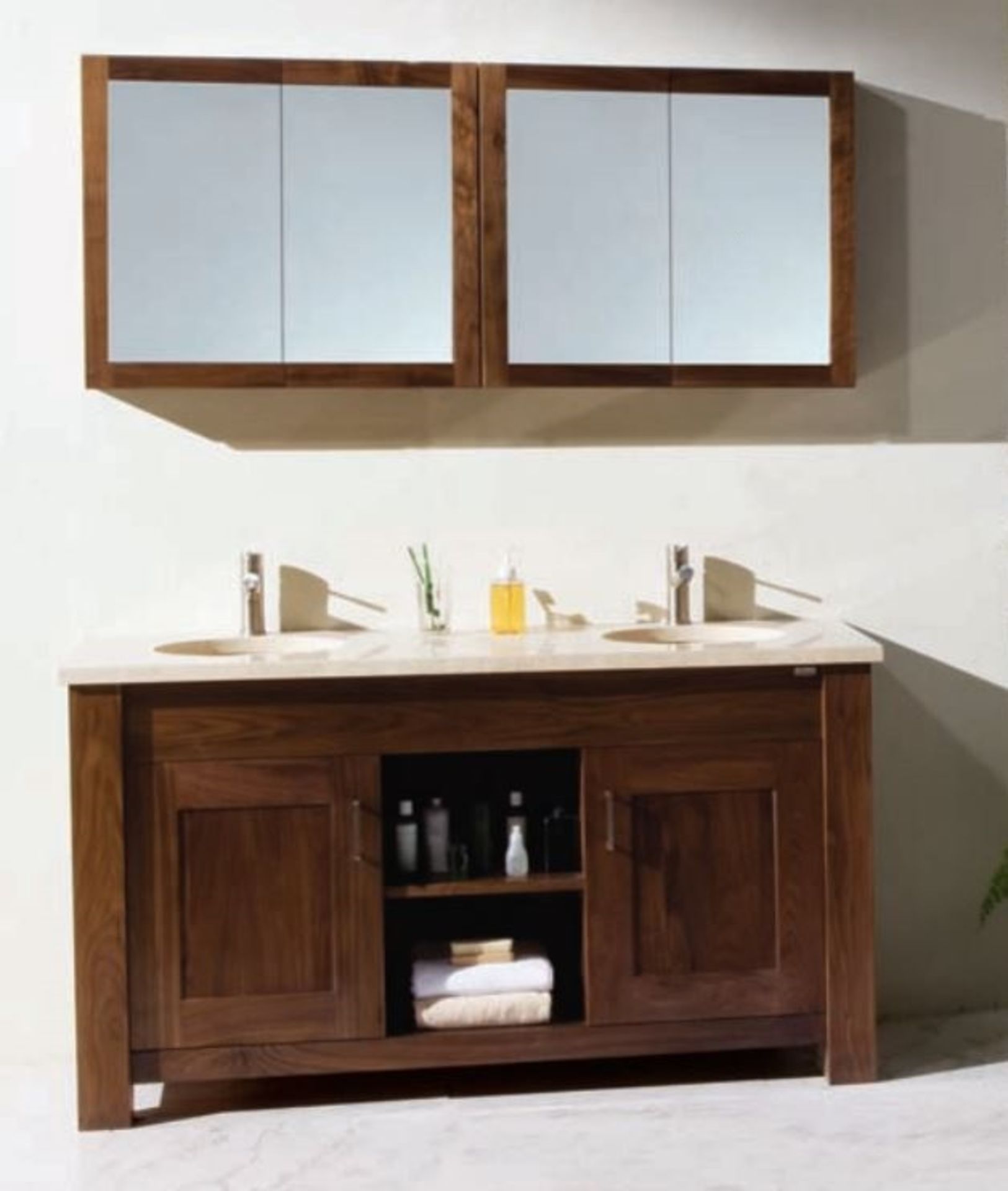 1 x Stonearth 'Finesse' Countertop 1500mm Tall Washstand - American Solid Walnut - RRP £1,900 - Image 3 of 12