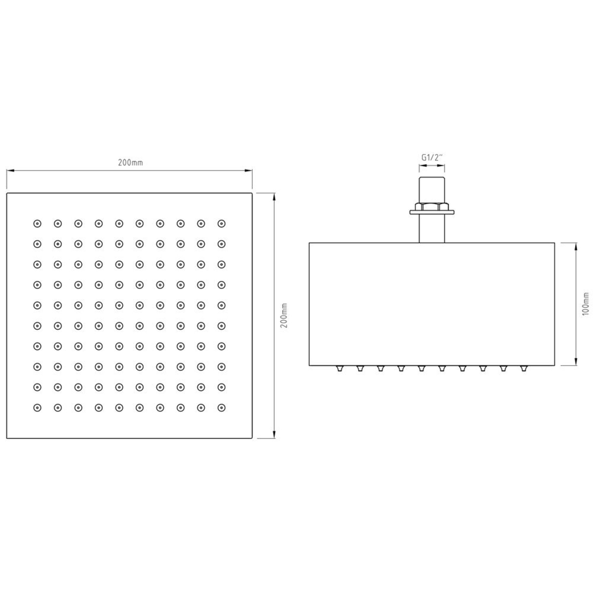 1 x Synergy Square 200x200x100mm Chrome Ceiling Shower Head - New Boxed Stock - RRP: £105 - Image 2 of 2