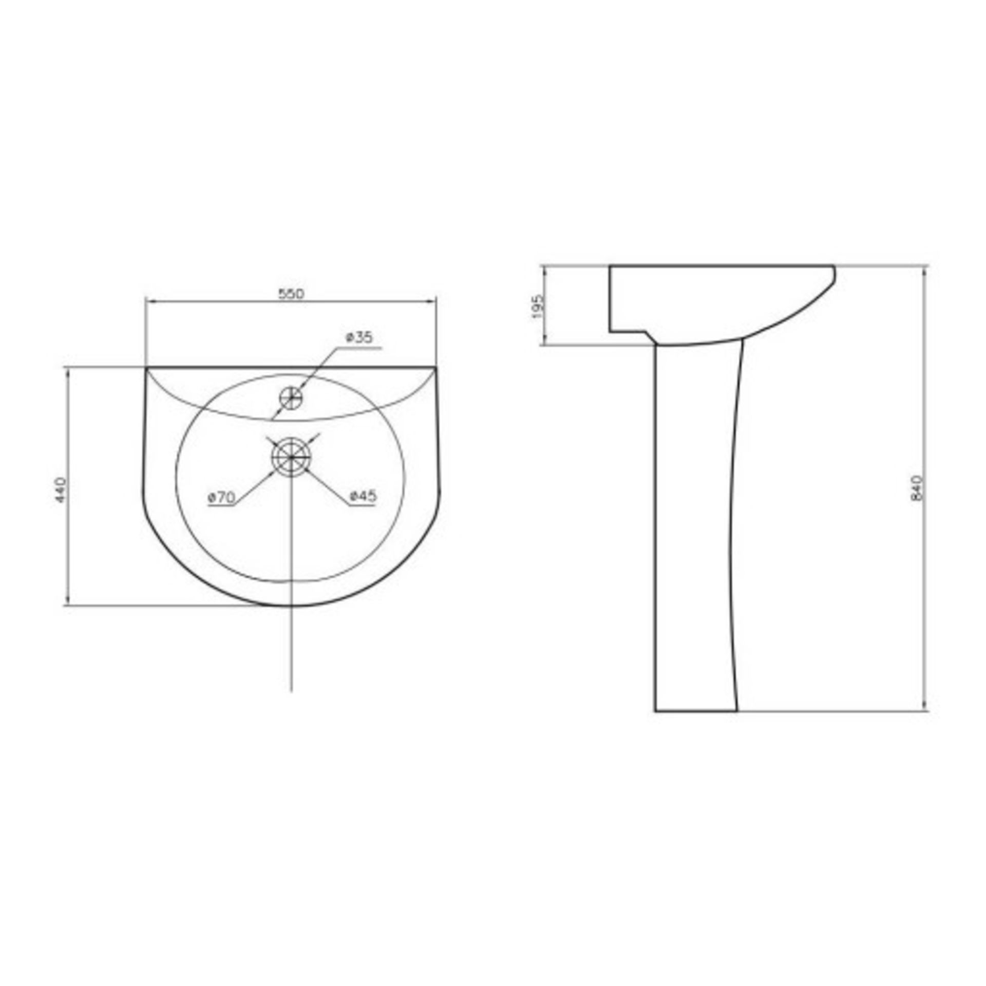 1 x Arley Galaxia Pro Sink Pedestal - Sink Pedestal Only - Image 2 of 2