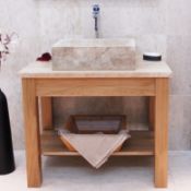 1 x Stonearth 'Prestige' Open Shelf 900mm Countertop Washstand - American Solid Oak - RRP £640