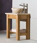 1 x Stonearth 'Prestige' Open Shelf Countertop Cloakroom Washstand - American Solid Oak - RRP £540