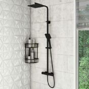 1 x Trisen Zacha Black Thermostatic Shower Kit With Valve, Riser, Shower Head and Handset - RRP £289