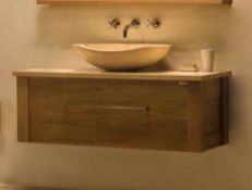1 x Stonearth 'Venice' Wall Mounted 1200mm Washstand - American Solid Oak - Original RRP £1,000 -