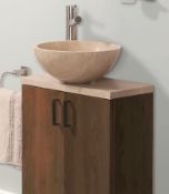 1 x Stonearth 'Petite' Slim 500mm Wall Mounted Washstand - American Solid Walnut - Original RRP £549