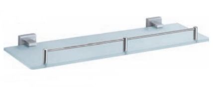 1 x Stonearth Glass Wall Mounted Shelf With Gallery Rail - Solid Stainless Steel Bathroom
