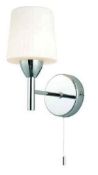 1 x Spa Bathroom Light Fitting - Aquarius Wall Light in Chrome With Ribbed Opal Glass Shade - Unused