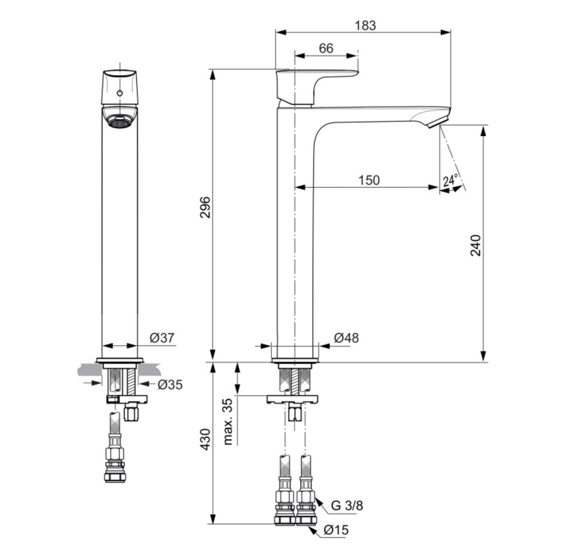 1 x Ideal Standard Concept Air Chrome Single Lever Tall Basin Mixer - New Boxed Stock - Image 2 of 2