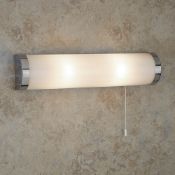 1 x Searchlight Bathroom Light Fitting - Poplar 40cm Wall Light With Frosted Glass Shade, Chrome