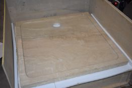1 x Stonearth Luxury Solid Travertine Stone 900mm Shower Tray - Hand Made From Travertine Stone -