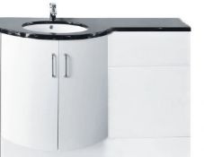 1 x Arley Sparkle White Bathroom Vanity Unit With WC Unit, Basin & Worktop - New & Boxed RRP £1,250