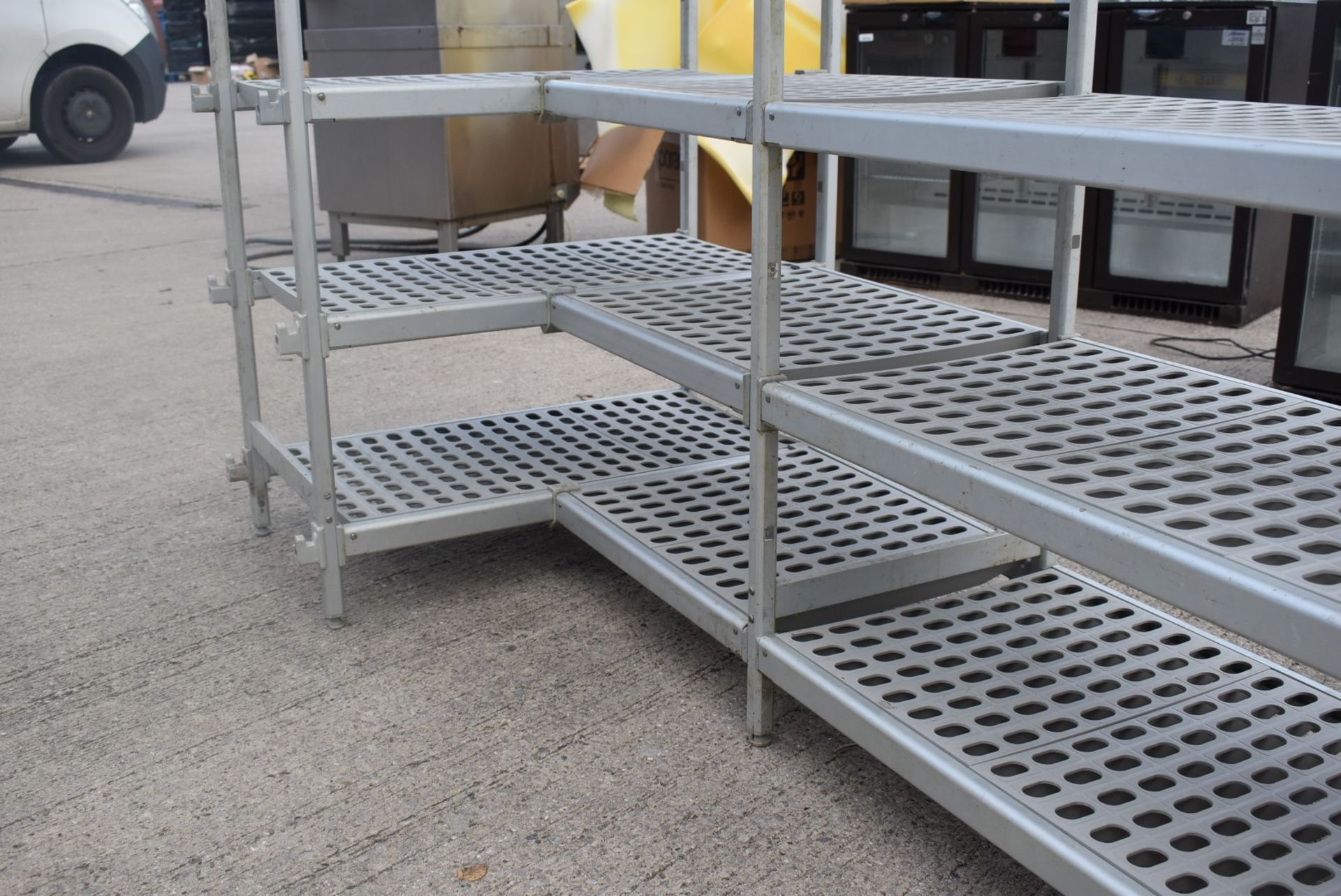 1 x Cold Room L Shaped Shelving Unit With Aluminium Frame and Perforated Shelf Panels - Image 3 of 8