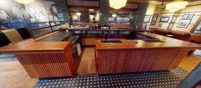 1 x  Impressive Square 4.8-Metre Long Wooden Pub / Restaurant Bar With Panelled Frontage