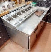 1 x Fosters Commercial Gastronorm Prep Counter With Salad / Pizza Topper and Roll Down Night