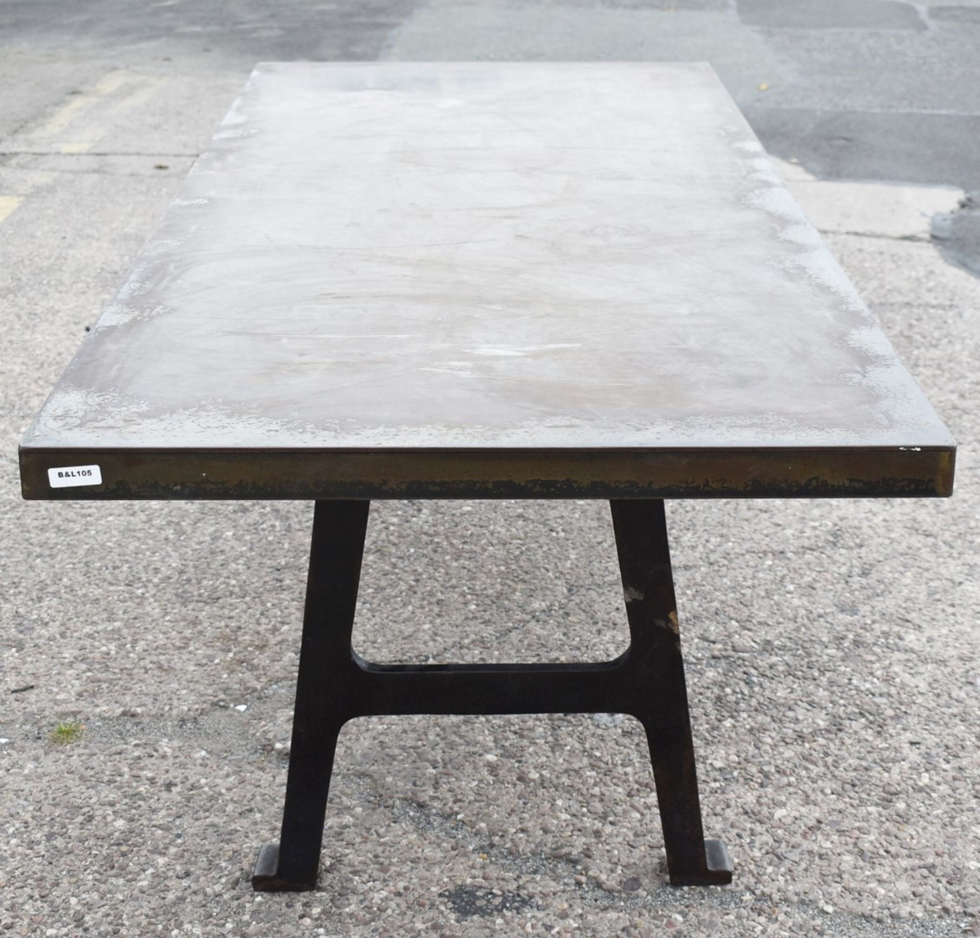 1 x Industrial Style 200cm Banquetting Restaurant Table Featuring a Heavy Steel Top & Steel Legs - Image 20 of 23