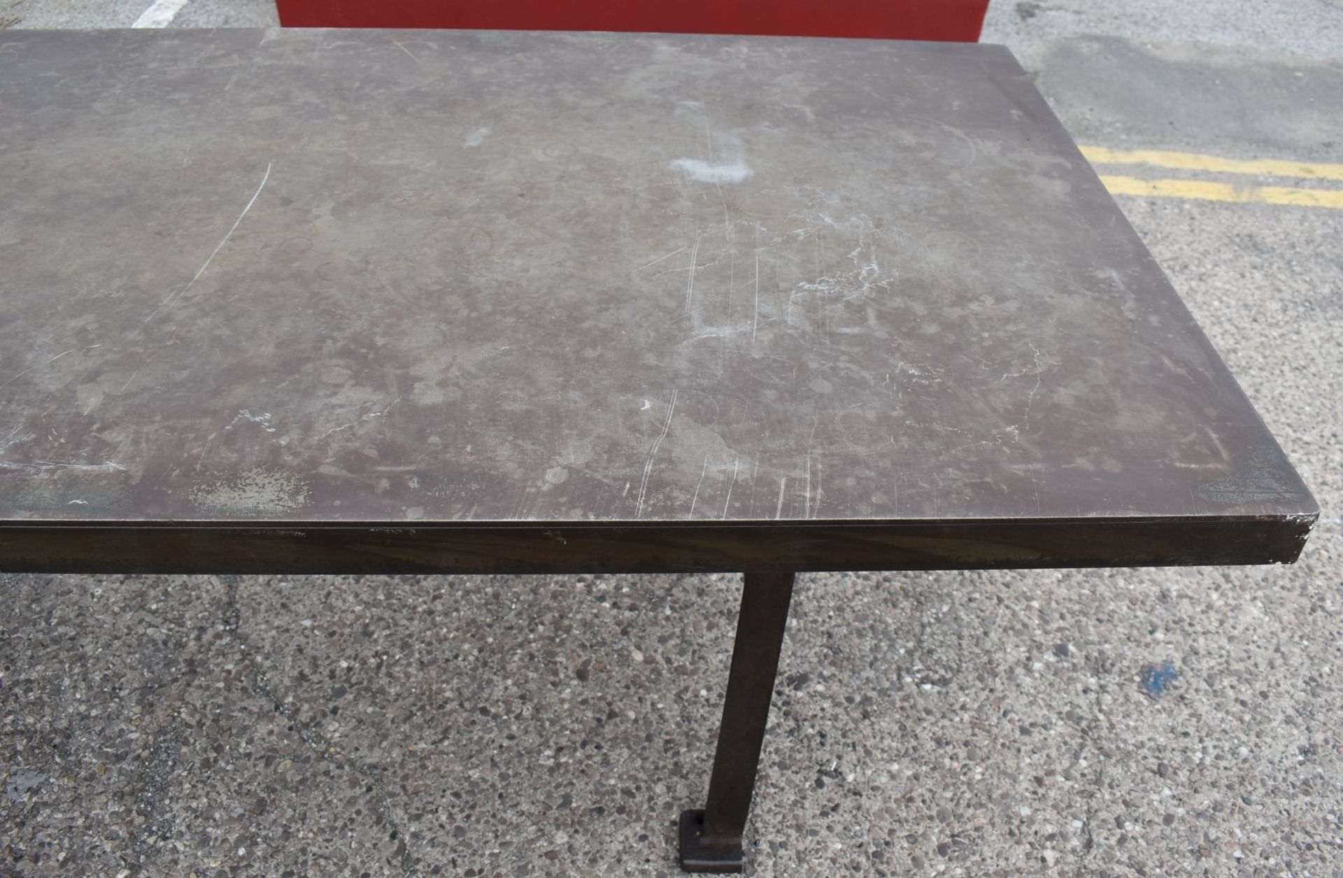 1 x Industrial Style 200cm Banquetting Restaurant Table Featuring a Heavy Steel Top & Steel Legs - Image 21 of 23
