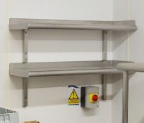 2 x Long Stainless Steel 1-Metre Long Wall Mounted Shelves With Mounting Brackets - From a Popular