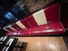 1 x Commercial 4-Section Seating Bench - Retro 1950's American Diner Style With Red Faux Leather