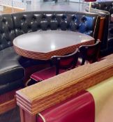 2 x Restaurant Semi-Circle Dining Tables With Granite Style Surface, Wooden Edging and Cast Iron