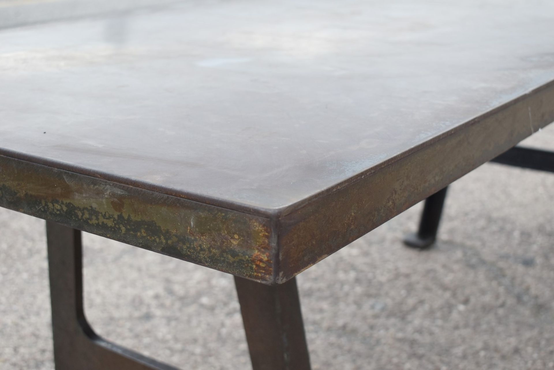 1 x Industrial Style 200cm Banquetting Restaurant Table Featuring a Heavy Steel Top & Steel Legs - Image 2 of 23