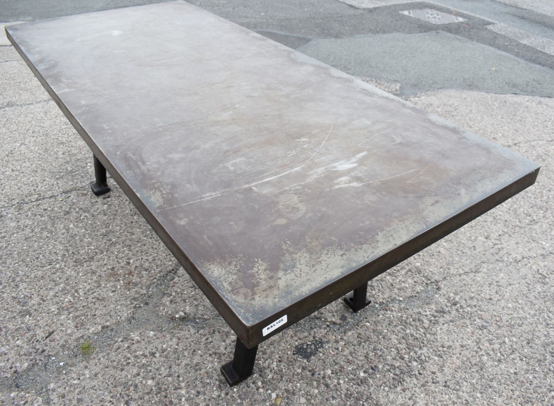 1 x Industrial Style 200cm Banquetting Restaurant Table Featuring a Heavy Steel Top & Steel Legs - Image 14 of 23