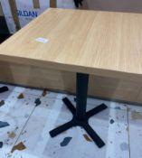 1 x Light Maple Coloured Wooden Top Square Dining Table With Metal Leg - Approx. 600Mm - Ref: BGC060