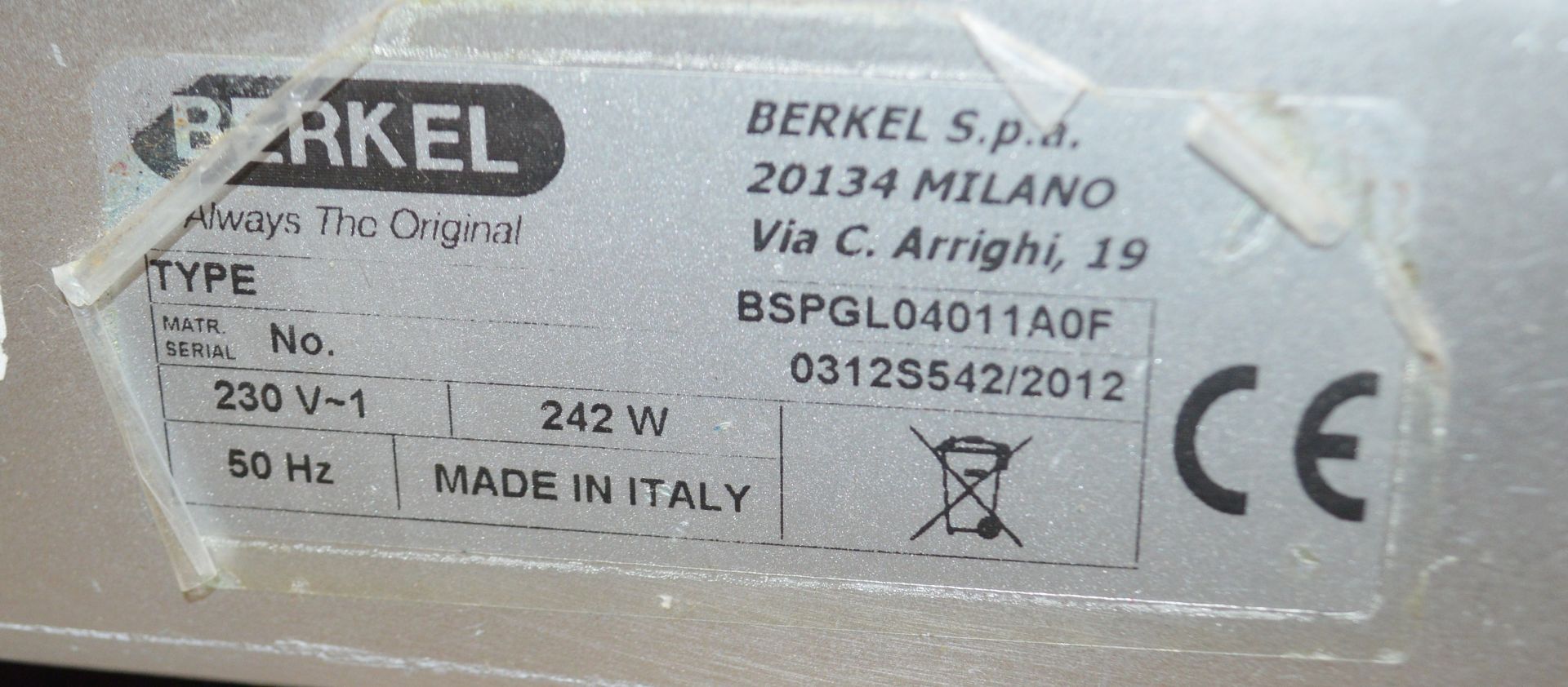 1 x Berkel 12" Commercial Cooked Meat / Bacon Slicer - 220-240v - Model BSPGL04011A0F - Approx - Image 2 of 4