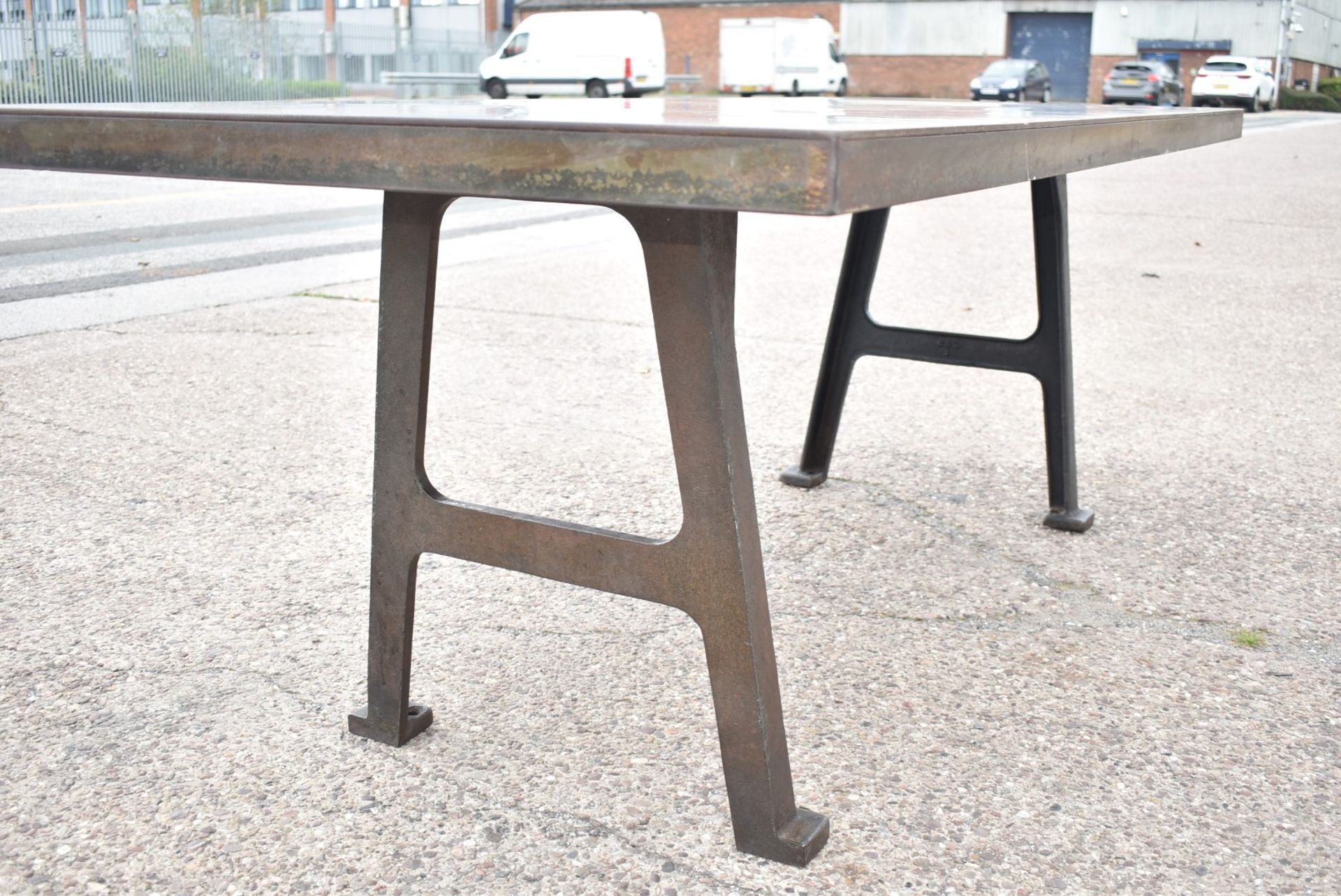1 x Industrial Style 200cm Banquetting Restaurant Table Featuring a Heavy Steel Top & Steel Legs - Image 17 of 23