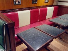 1 x 2-Section Restaurant Seating Bench - Retro 1950's American Diner Style, With Red Faux Leather