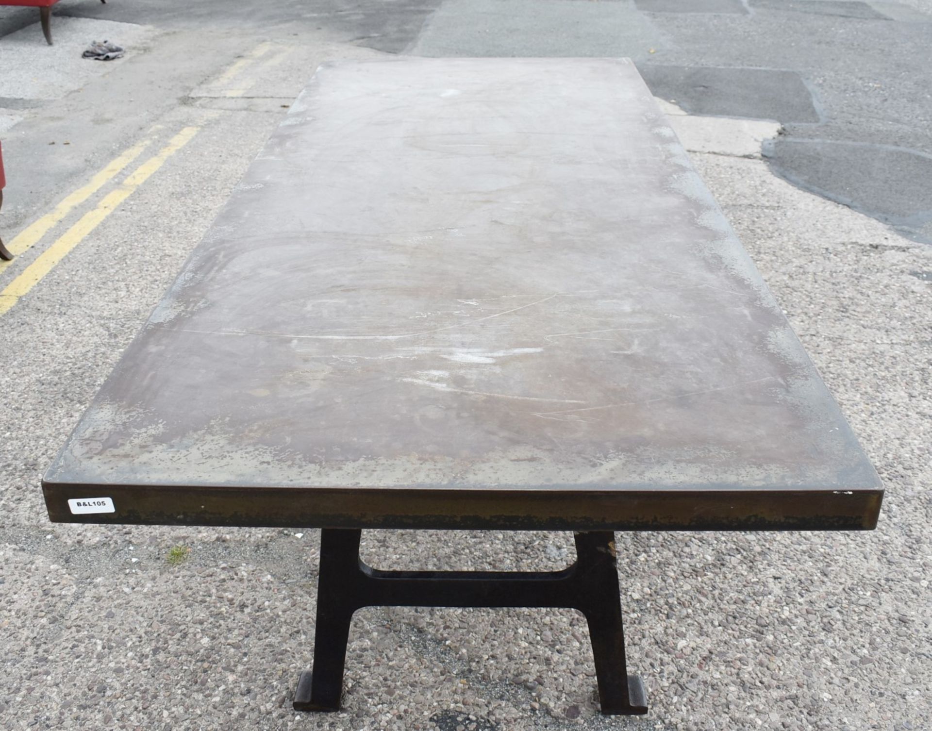 1 x Industrial Style 200cm Banquetting Restaurant Table Featuring a Heavy Steel Top & Steel Legs - Image 11 of 23