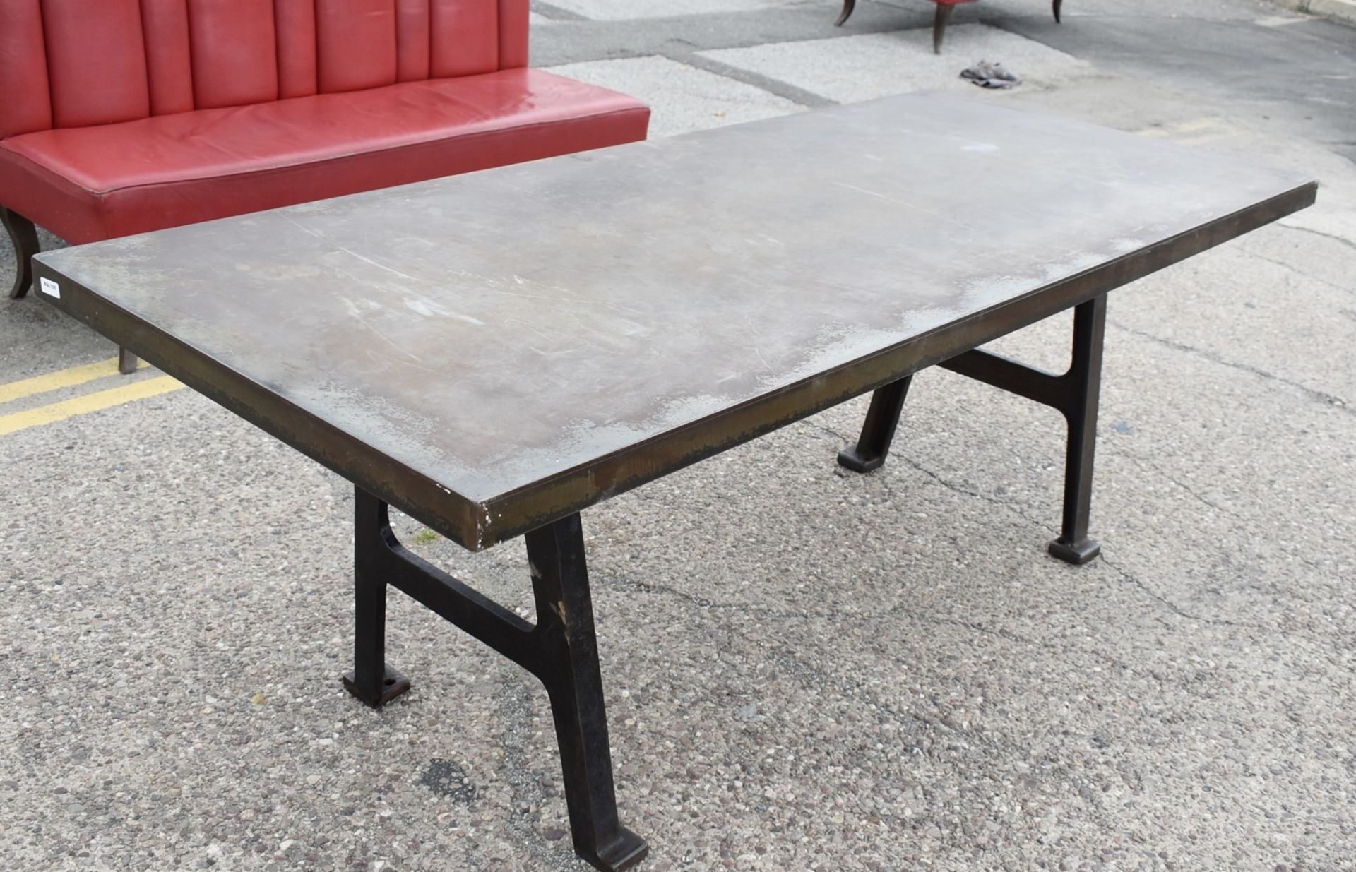 1 x Industrial Style 200cm Banquetting Restaurant Table Featuring a Heavy Steel Top & Steel Legs - Image 9 of 23