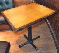 2 x Restaurant Dining Tables - Seats 2 Persons Per Table - Two Tone Wooden Top and Cast Iron Bases