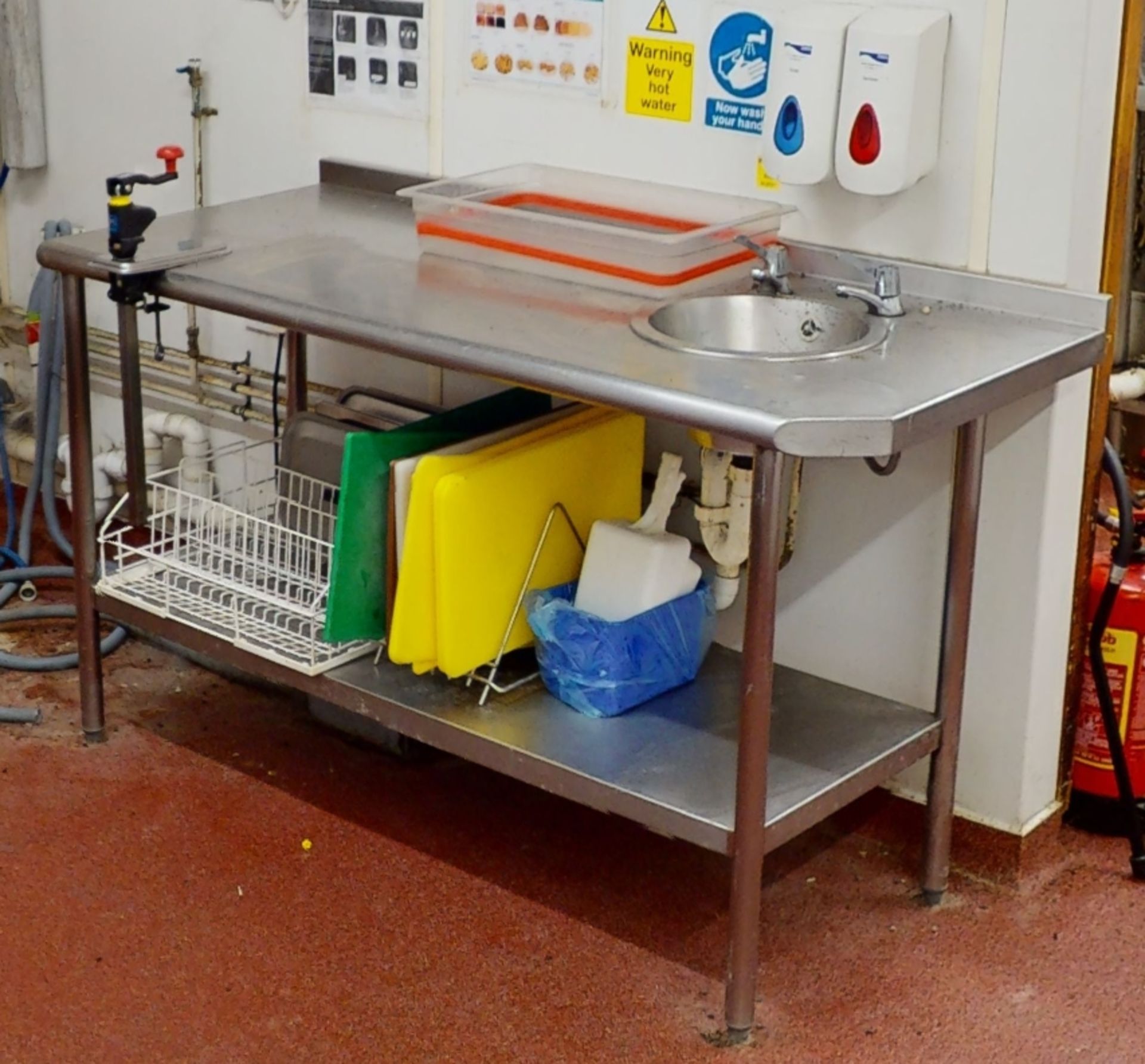 1 x Large Stainless Steel Prep Table With Basin And Commercial Can Opener - From a Popular - Image 2 of 4