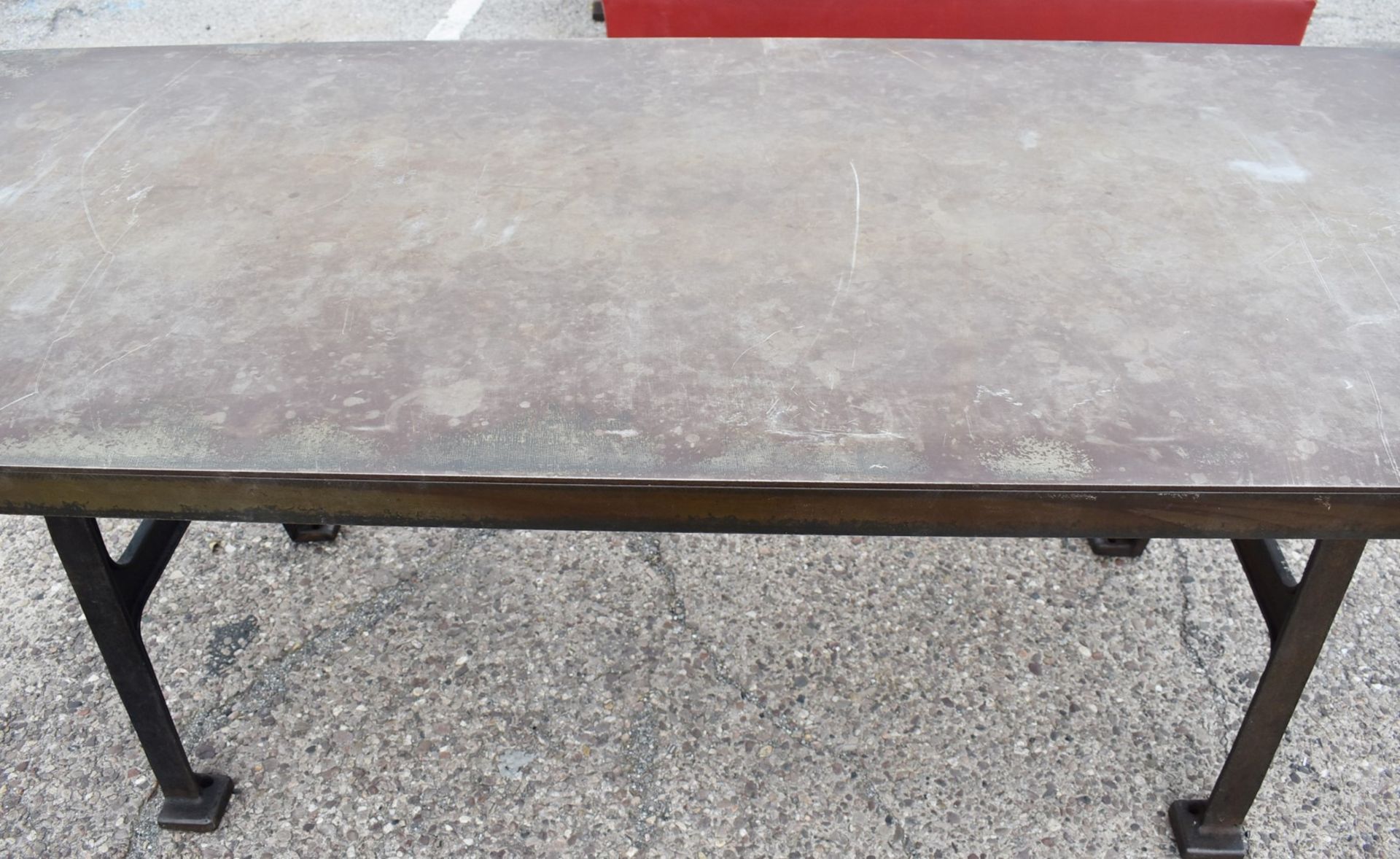 1 x Industrial Style 200cm Banquetting Restaurant Table Featuring a Heavy Steel Top & Steel Legs - Image 5 of 23