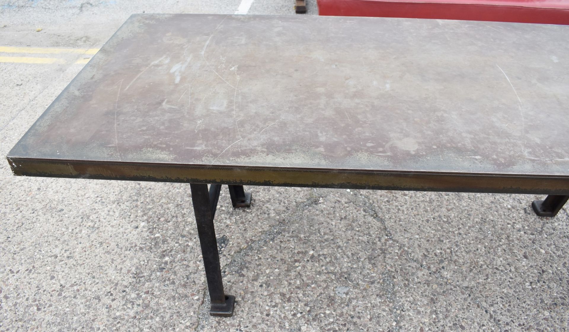 1 x Industrial Style 200cm Banquetting Restaurant Table Featuring a Heavy Steel Top & Steel Legs - Image 18 of 23