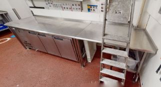 2 x Stainless Steel Prep Bench With Upstands And Corner Cut-out - From a Popular American Diner
