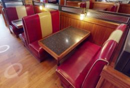 Selection of Double Seating Benches and Dining Tables to Seat Upto 8 Persons Featuring Red Faux