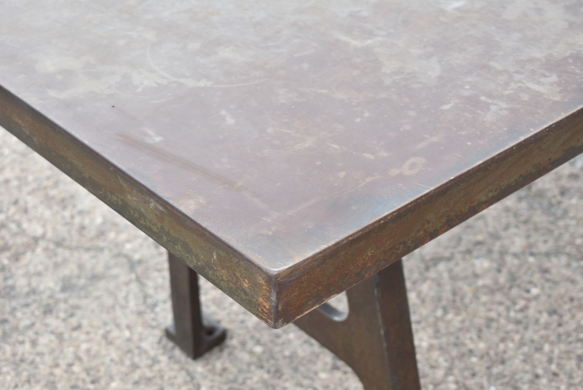 1 x Industrial Style 200cm Banquetting Restaurant Table Featuring a Heavy Steel Top & Steel Legs - Image 8 of 23