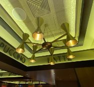 A Pair Of Commercial 6-Arm Ø1-Metre Chandelier Ceiling Lights - From a Popular American Diner -