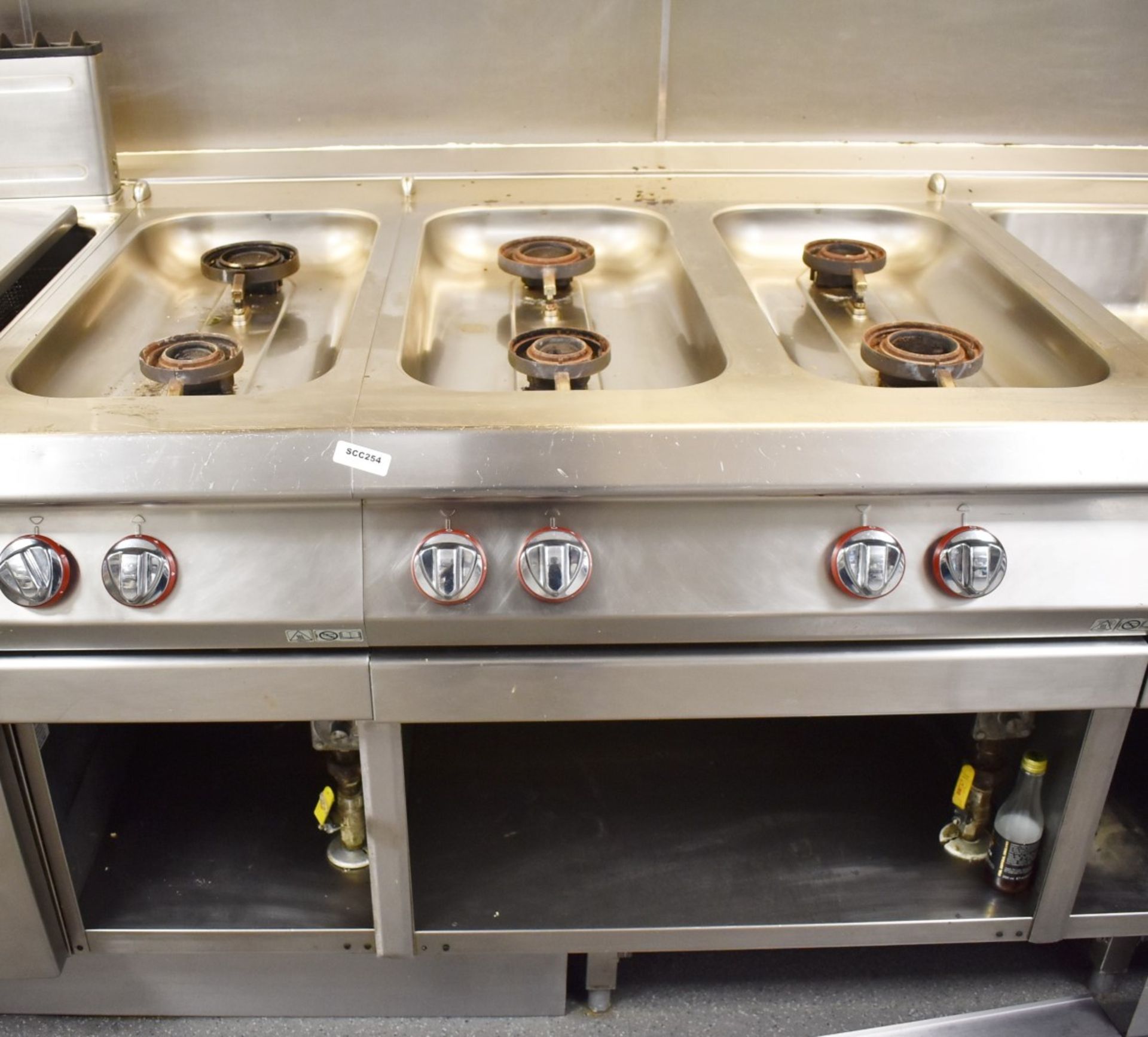 2 x Angelo Po 2 Burner and 4 Burner Gas Cooking Units on Stands - Missing Cast Iron Pan Supports