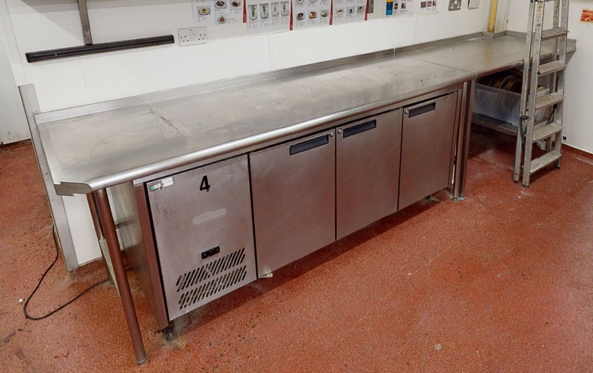 2 x Stainless Steel Prep Bench With Upstands And Corner Cut-out - From a Popular American Diner - Image 2 of 2