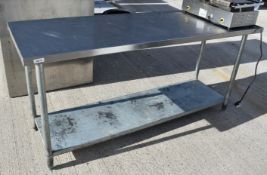 1 x Stainless Steel Prep Bench With Undershelf - Size: 86 x W182 x D61 cms - Recently Removed From a