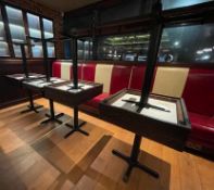 8 x Square Restaurant Dining Tables With Granite Style Surface, Wooden Edging and Cast Iron