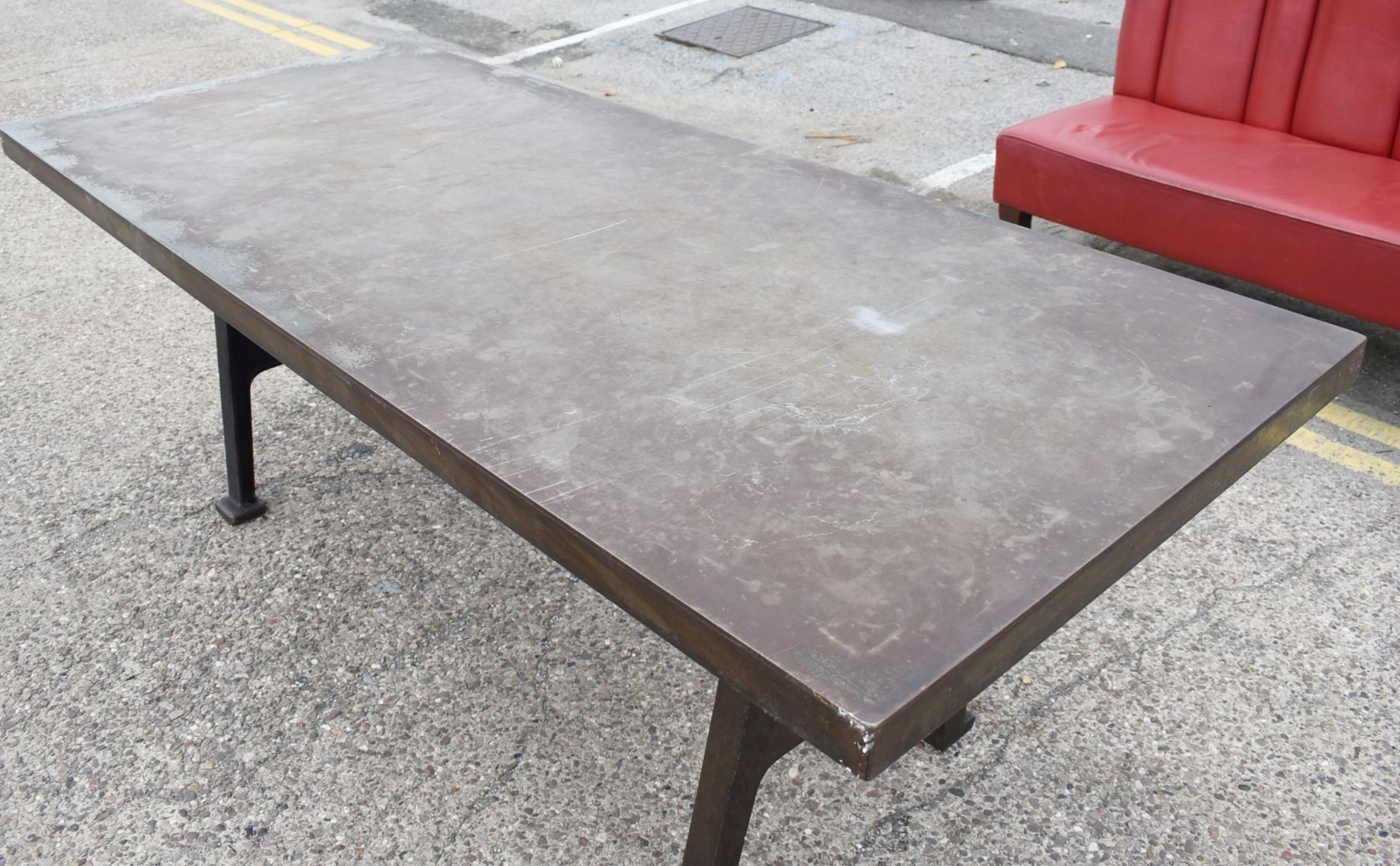 1 x Industrial Style 200cm Banquetting Restaurant Table Featuring a Heavy Steel Top & Steel Legs - Image 15 of 23