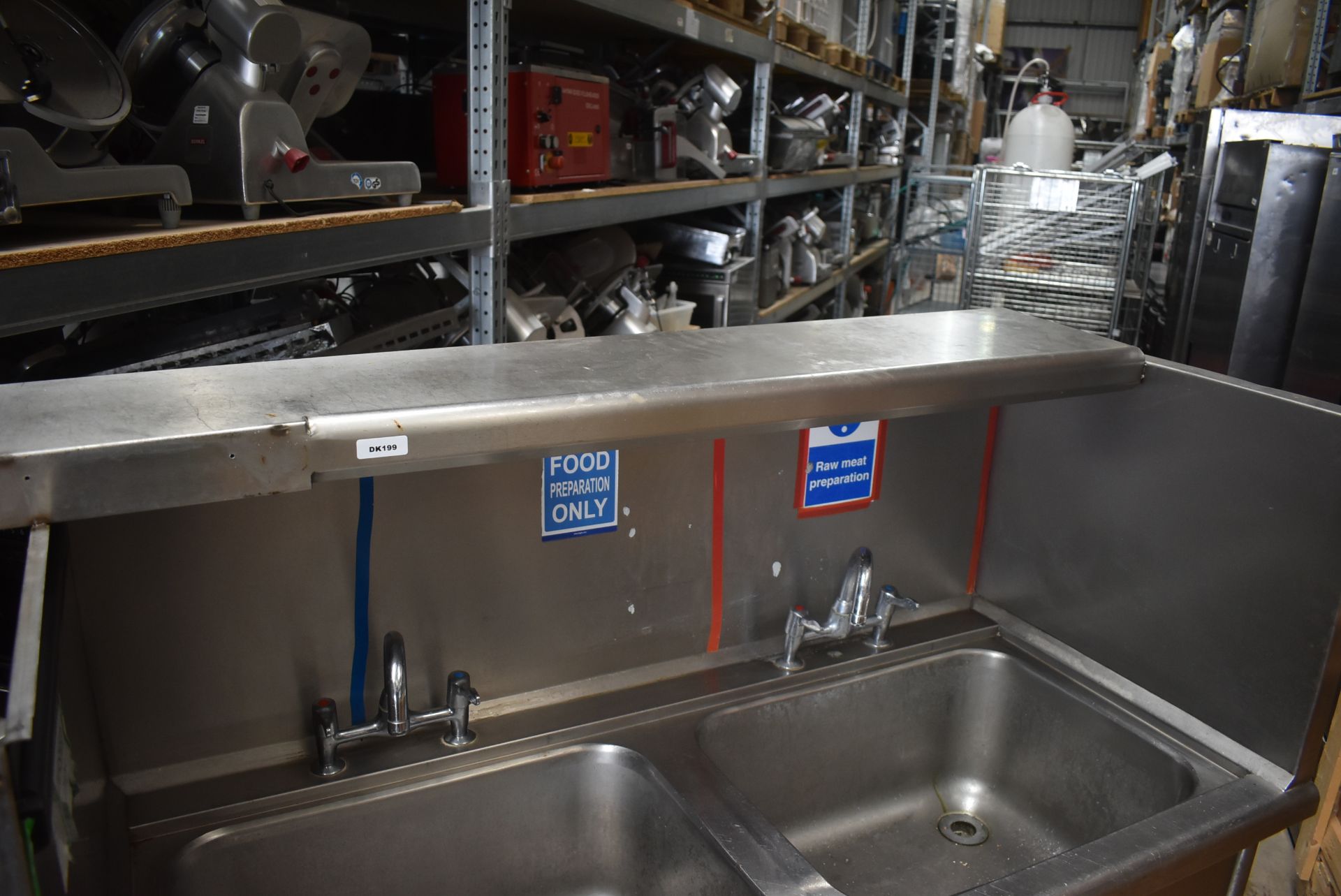 1 x Stainless Steel Twin Sink Wash Unit With Mixer Taps and Splash Back Surround - Width: 125 cms - Image 11 of 11