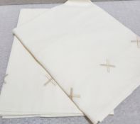 Set Of 2 x PRATESI Off White Gold Cross Embroidery Pillow Shams 50x75cm - Original Price £300.00