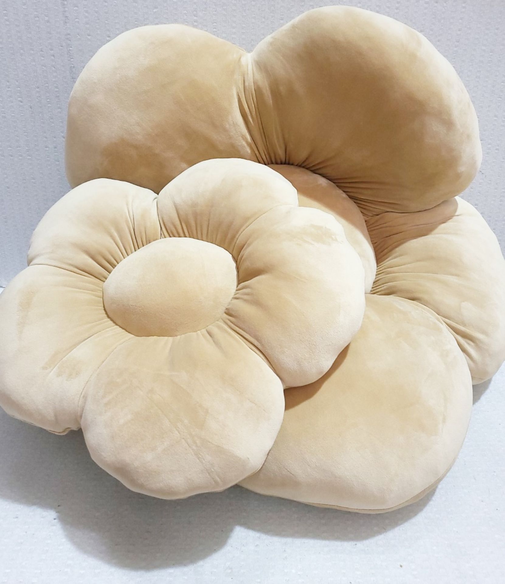 Set of 3 x KIDKII 'Sumptuous' Flower Pillows Velvet Gold - Original Price £159.00 - Image 4 of 6