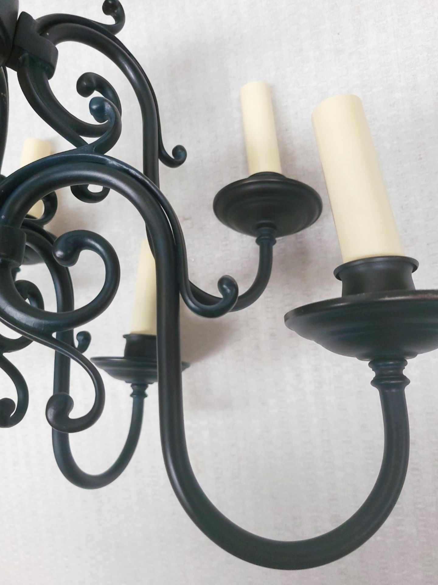 1 x CHELSOM Flemish Style 5 Light Dark Bronze Wall Sconce, With Outswept Curling Arms & Drip Pans - Image 2 of 11