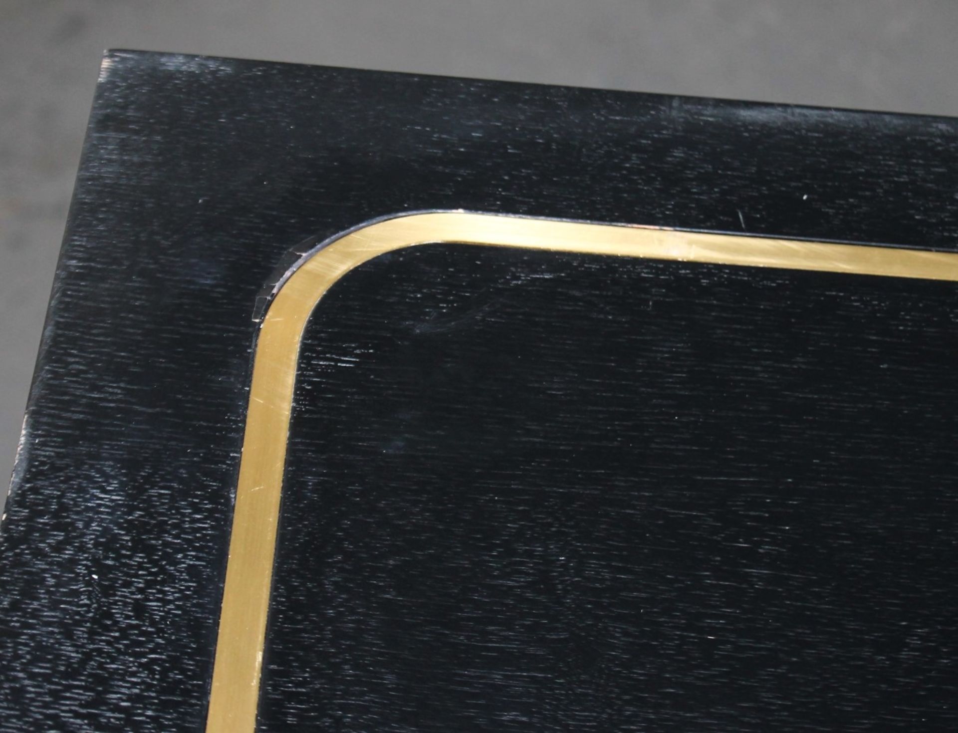 1 x Shanghai Tang Wooden Display Table In Black With Brass Inlay - Recently Removed From A World- - Image 2 of 7